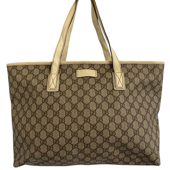 Gucci GG Supreme Monogram Coated Canvas Medium Joy Tote Ivory Leather Trim w COA - Picture 1 of 16
